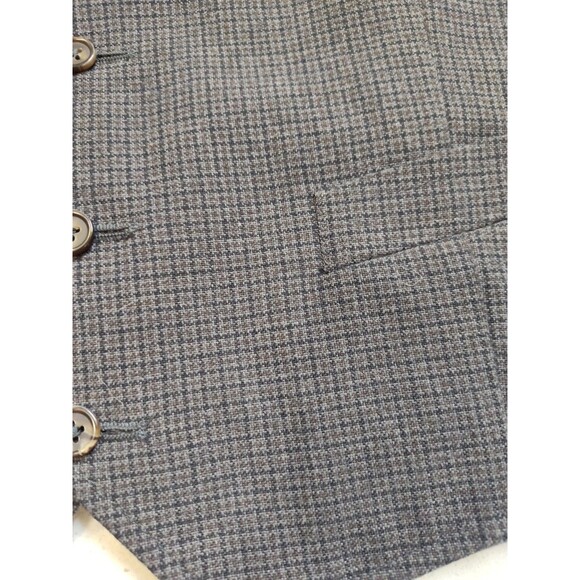 Banana Republic Woolblend Suit Vest Plaid Brown Back Measurements in Description - Picture 4 of 8